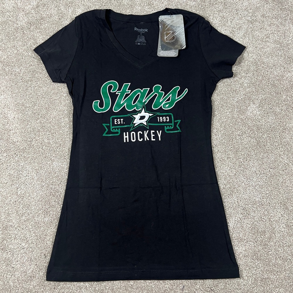 Reebok Dallas Stars NHL Womens V-Neck T-Shirt Black Size Small New With Tags